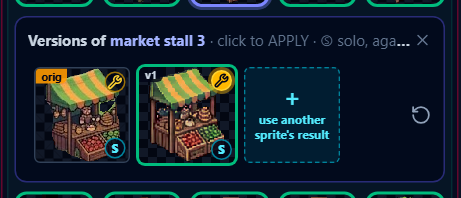 Every version thumbnail carries the wrench badge in its top-right corner; the row header names it.