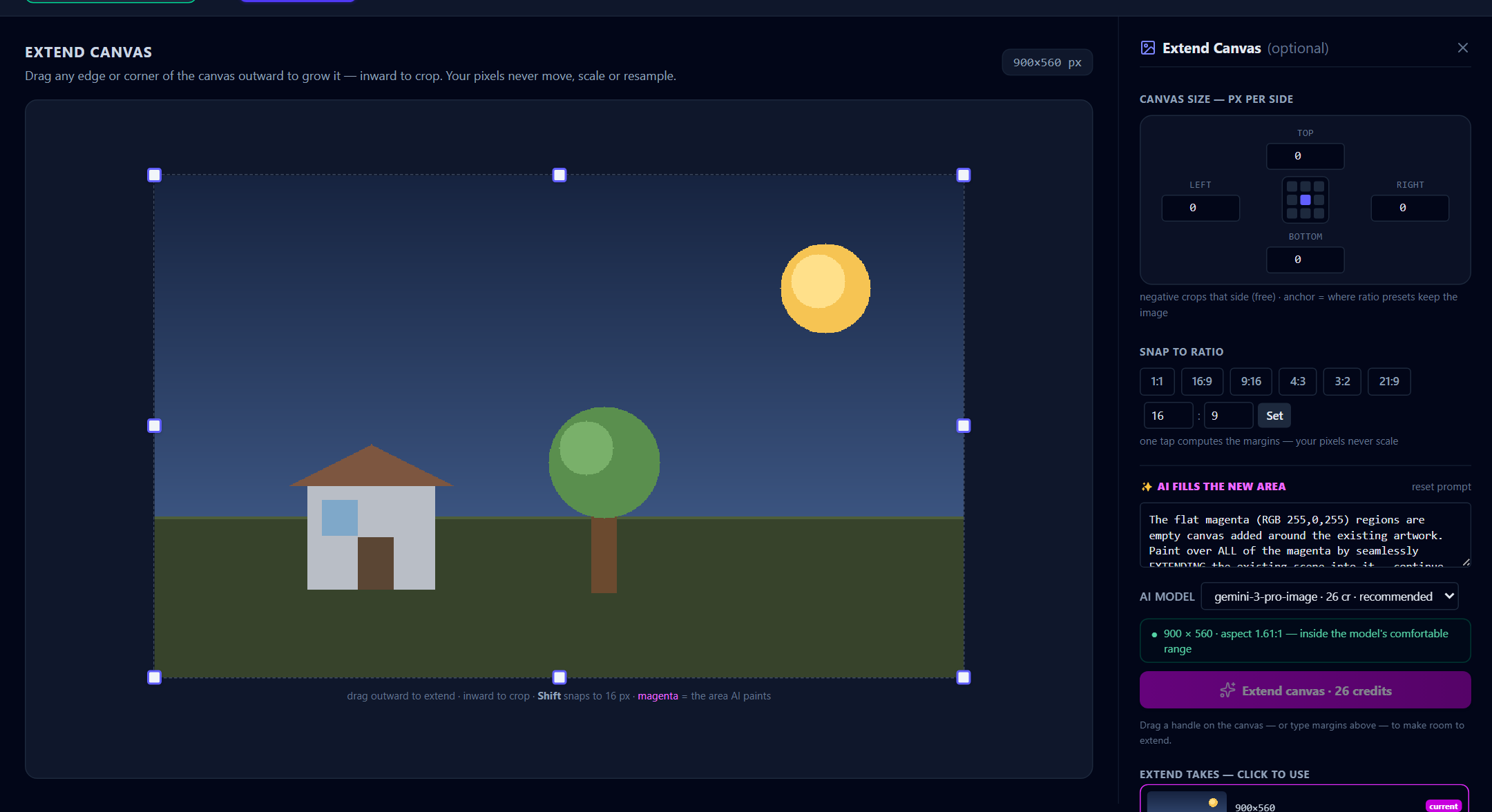 Extending after later-step work asks first, then remaps everything that fits to the new canvas.